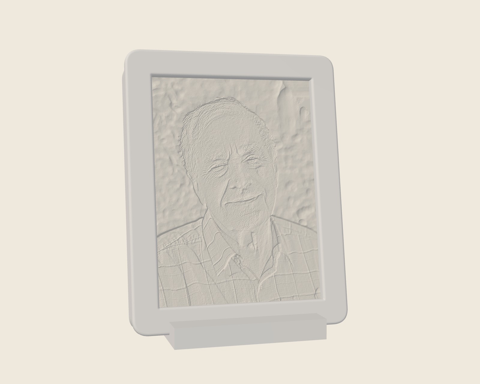 A Glowframe lithophane, light off: a plain white relief